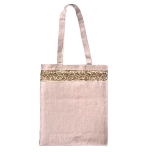 Pink Heavyweight Linen with Gold Braid